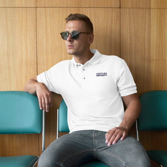 Venture University Men's Premium Polo White