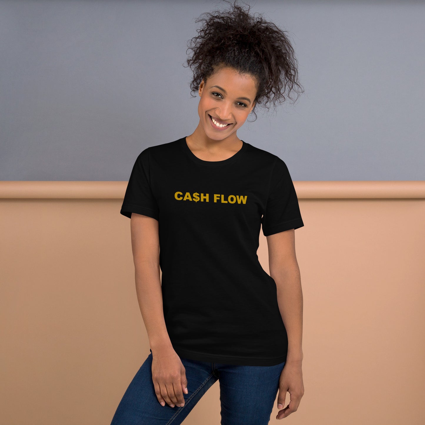 CA$H FLOW - GOLD TEXT - T-SHIRT