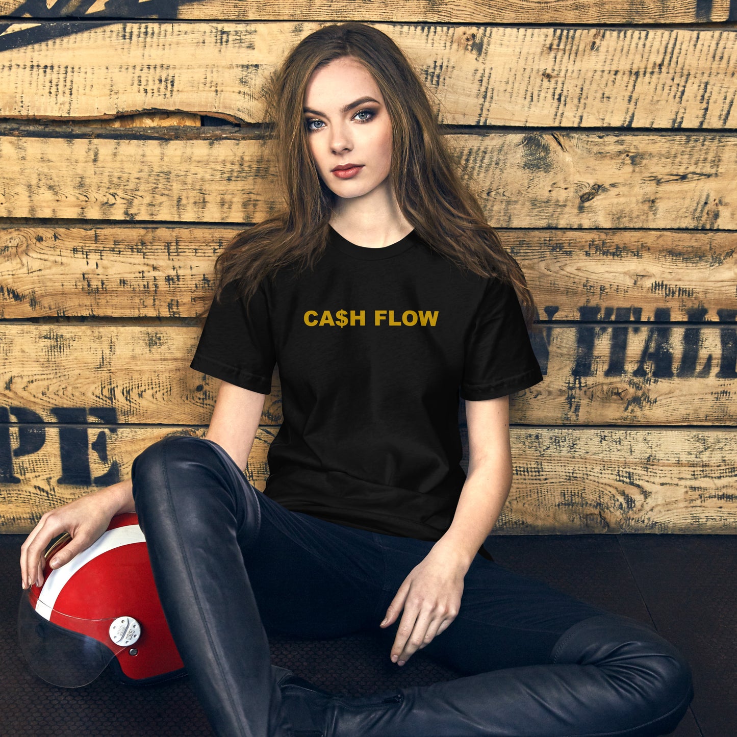 CA$H FLOW - GOLD TEXT - T-SHIRT
