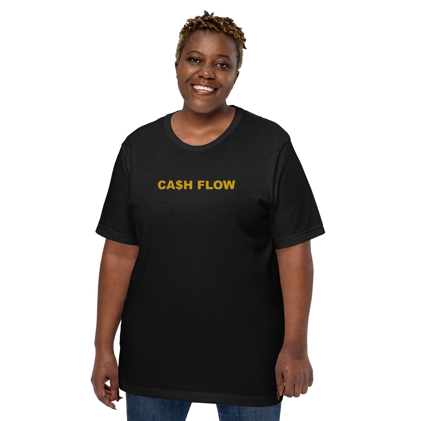 CA$H FLOW - GOLD TEXT - T-SHIRT