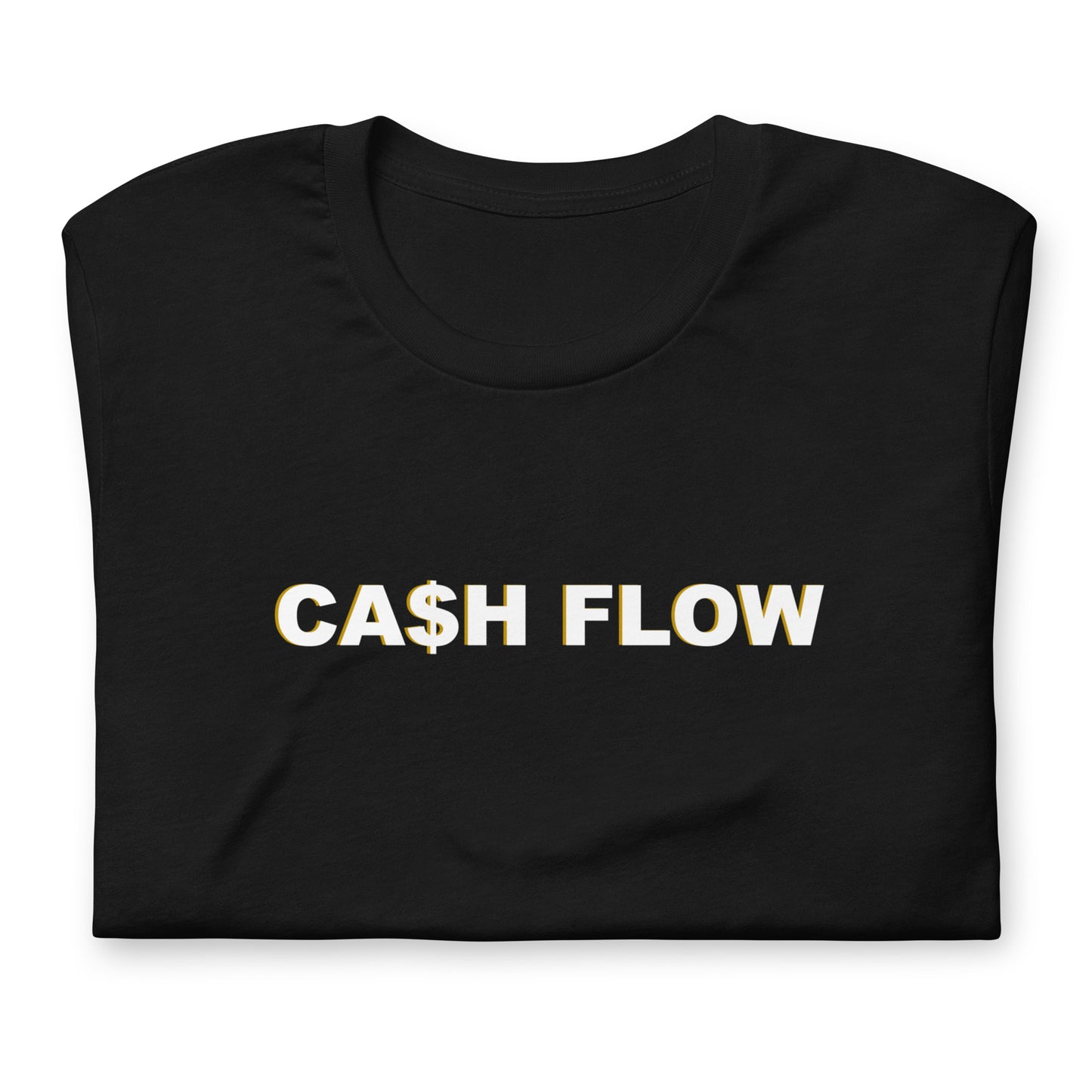 CA$H FLOW - White Text - Gold Edge - T-Shirt