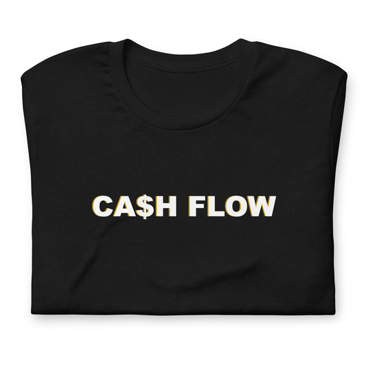 CA$H FLOW - White Text - Gold Edge - T-Shirt