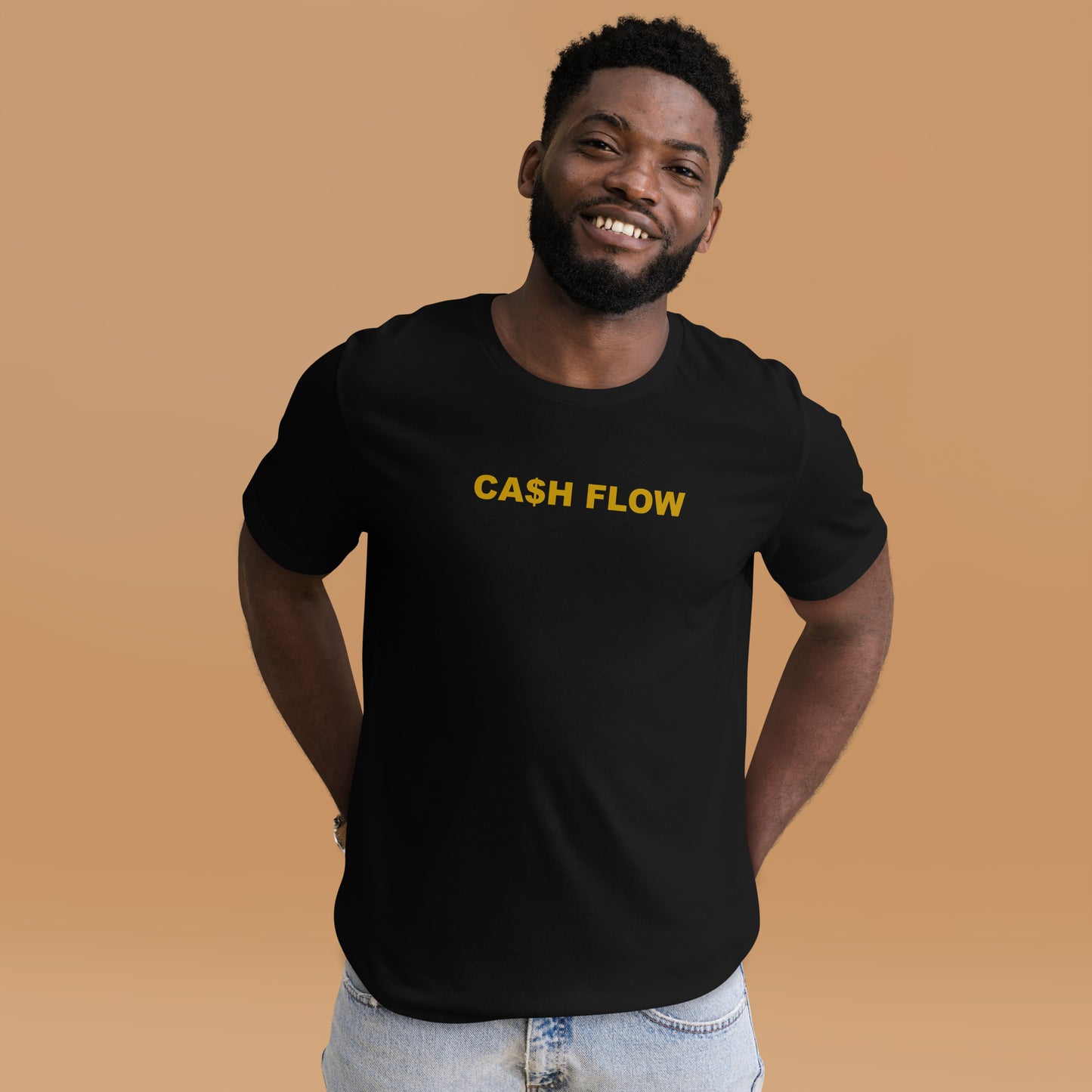 CA$H FLOW - GOLD TEXT - T-SHIRT